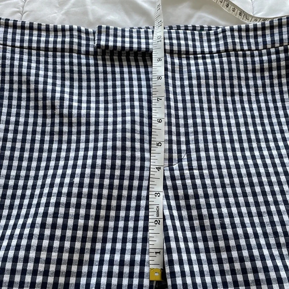 Ralph Lauren Check Cotton Poly Blend Cropped Pants Navy + White Sz 8 - Picture 9 of 10